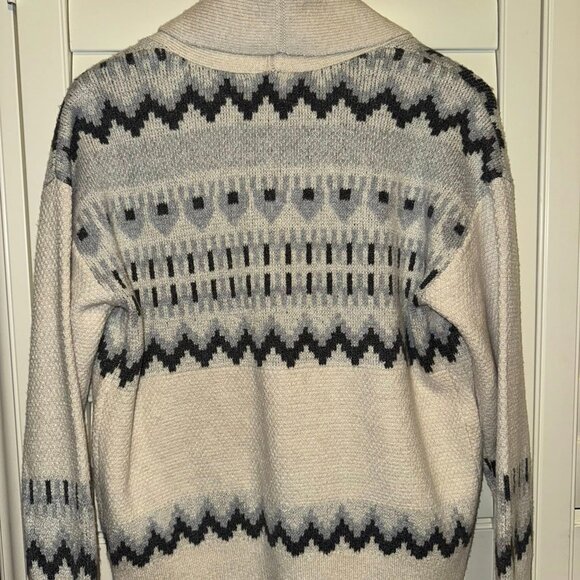 🔥WEEKEND BLOWOUT🔥NWT Frye Shawl Collar Fair Isle Cardigan Sweater Heather/Oat - Picture 5 of 5